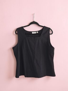 Joan Rivers Black Square-Neck Tank Blouse - Sleek Wide-Strap Top